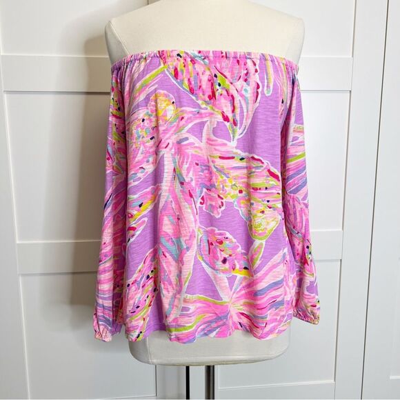 Lilly Pulitzer Tops - Lilly Pulitzer Emma Top Amethyst Sunseekers XS Off Shoulder